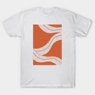 Orange Flowy Line Dots, Digital Drawing, Dotted T-Shirt